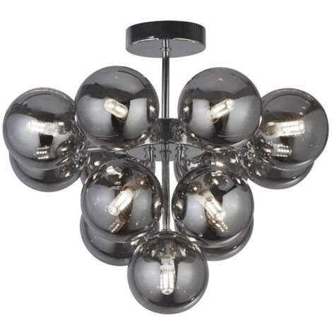 Searchlight Berry Plafonnier à 13 ampoules, chrome, verre fumé (1/3)