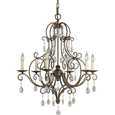 Chateau Lustre Feiss 6 Lumières Moka Bronze (1/4)