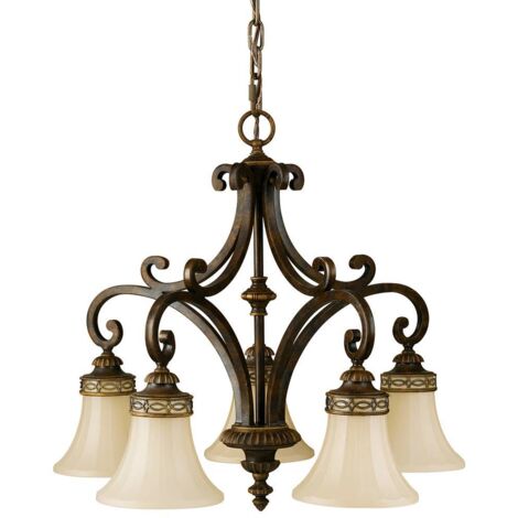 Elstead Drawing Room - Lustre à 5 bras multiples finition noyer, E27 (1/5)