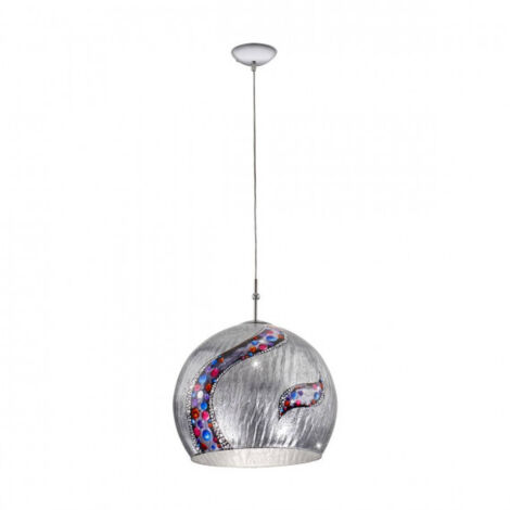 Kolarz LUNA - Designer Glass Dome Suspension Chrome Poli 1x E27 - Motif Kiss Silver (1/5)