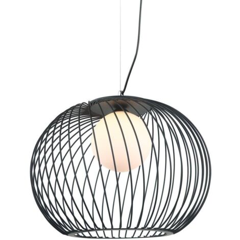 Italux Clarisa - Luminaire suspendu moderne noir à 1 lumière avec abat-jour blanc, E27 (1/4)