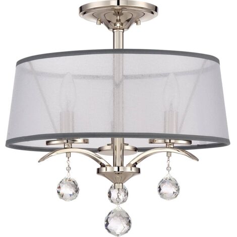 Plafonnier lampe salon lampe cristal accents métal D 40.7cm classique (1/5)