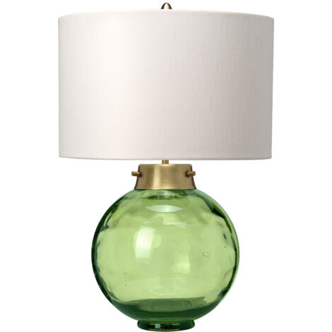 Lampe de table Kara, vert foncé, abat-jour imitation soie (1/3)