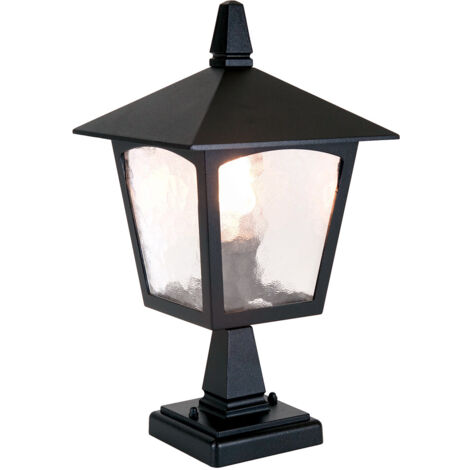 Elstead York - Lanterne sur piédestal d'extérieur à 1 ampoule noire IP43, E27 (1/4)