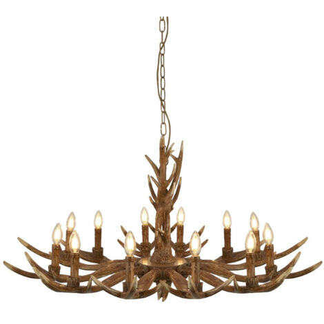Searchlight Stag - Suspension à 12 ampoules marron, E14 (1/3)
