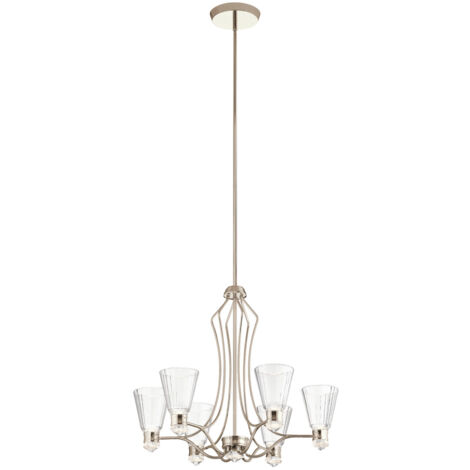 Elstead Kichler Kayva Plafonnier LED intégré à plusieurs bras, nickel poli, 3000K, IP44 (1/5)
