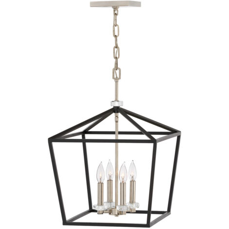 Elstead Hinkley Stinson Plafonnier suspendu Lanterns noir avec nickel poli (1/5)
