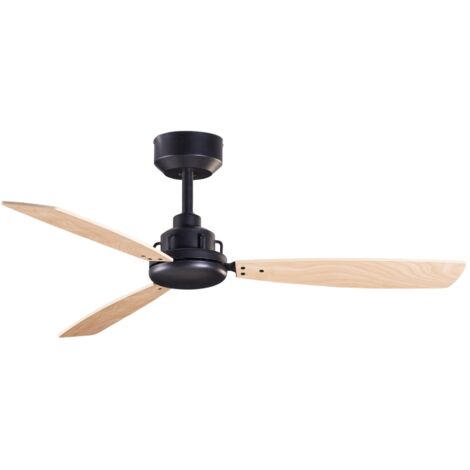 LEDS C4 Xaloc 1000mm Ventilateur de plafond 3 pales 100 cm Noir métallisé, bois clair (1/5)