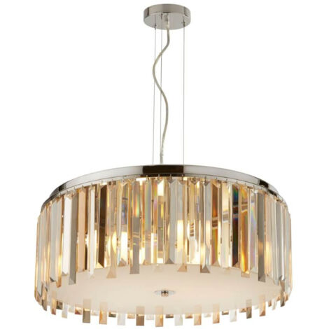 Searchlight Clarissa - Suspension à 5 ampoules au fini chrome, gouttes de prisme en cristal, E14 (1/2)