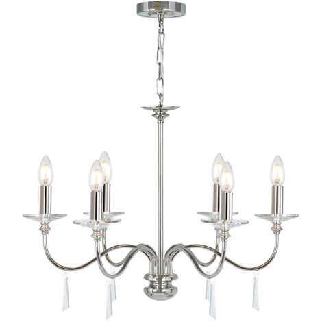 Elstead Finsbury Park - Lustre à 6 bras multiples au fini nickel poli - abat-jour non inclus, E14 (1/5)