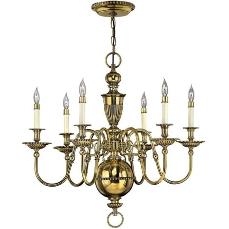 Elstead Cambridge - Lustre à 6 ampoules au fini laiton poli, E14 (1/5)