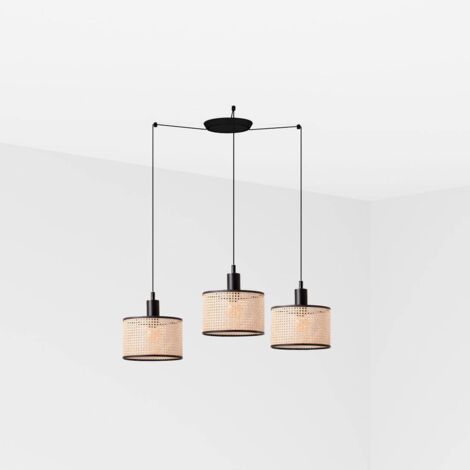 Faro MAMBO - Lampe suspendue triple cylindrique en grappe noire, E27 (1/2)