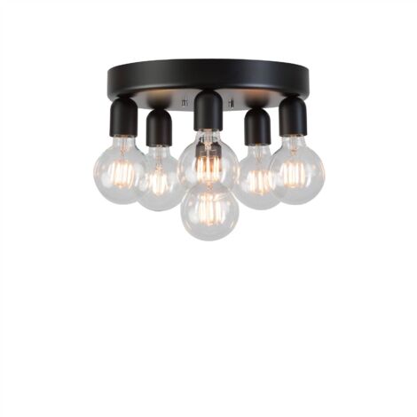 Belid Regal - Plafonnier Globe à 6 Lumières, Noir Mat, E27 (1/3)