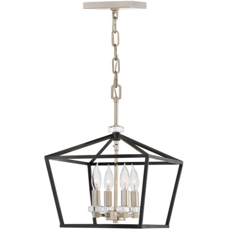 Elstead Hinkley Stinson Plafonnier suspendu Lanterns noir avec nickel poli (1/5)