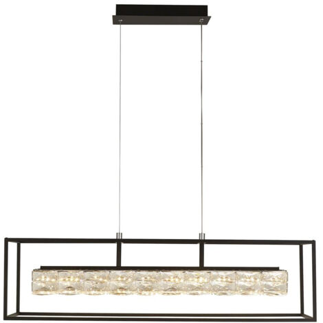 Searchlight Elevator Suspension Cristal LED, Cadre Noir Mat Dimmable 3000K (1/3)