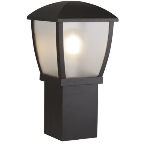 Poteau d'extérieur Searchlight Seattle (hauteur 450 mm) - noir avec panneaux givrés transparents (1/3)