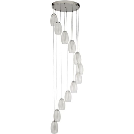 Searchlight Cyclone Suspension à 12 lumières Drop, verre transparent 3000K (1/3)