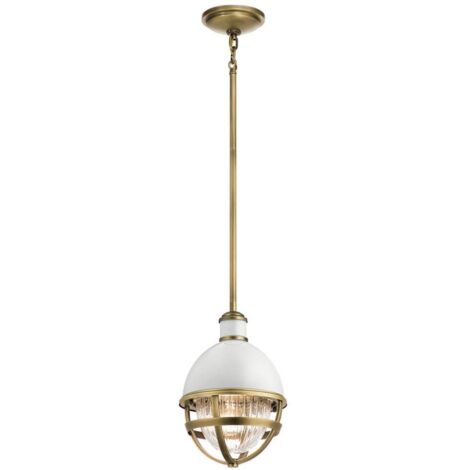 Elstead Kichler Tollis Globe Suspension Plafonnier Laiton Naturel & Blanc (1/5)