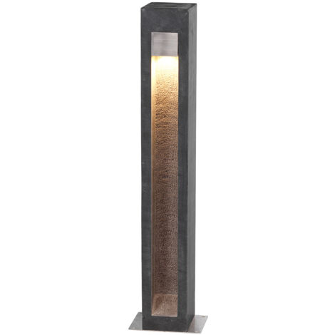 Elstead Parkstone Borne extérieure en pierre de basalte avec acier inoxydable, 3000K, IP55 (1/4)