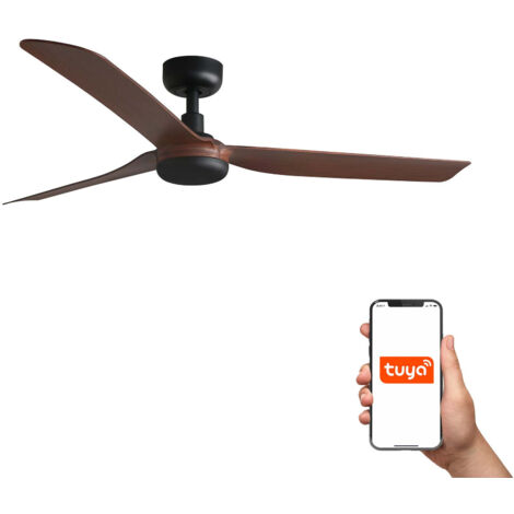 Faro Punt Système intelligent Tuya à 3 lames, noir mat et noyer (1/3)