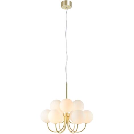 Markslojd BIANCO Suspension de plafond à plusieurs bras Globe Globe en verre 9 lumière or, blanc (1/3)