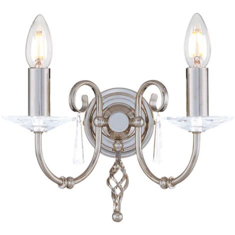 Elstead Aegean - Applique murale d'intérieur à 2 ampoules, nickel poli, E14 (1/4)