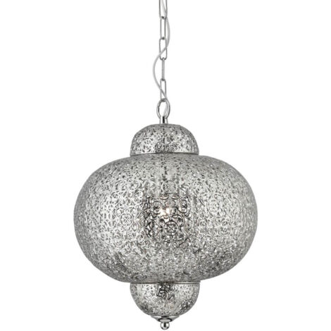 Searchlight Fretwork - Plafonnier marocain à 1 ampoule Nickel brillant, E27 (1/3)