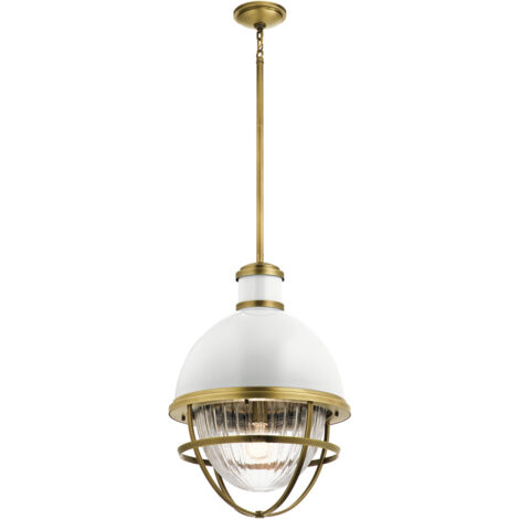 Elstead Kichler Tollis Globe Suspension Plafonnier Laiton Naturel & Blanc (1/5)