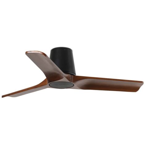 Faro Barcelona – Ventilateur de plafond noir mat 3 pales en bois foncé – Moteur DC 6 vitesses – Télécommande – 33837