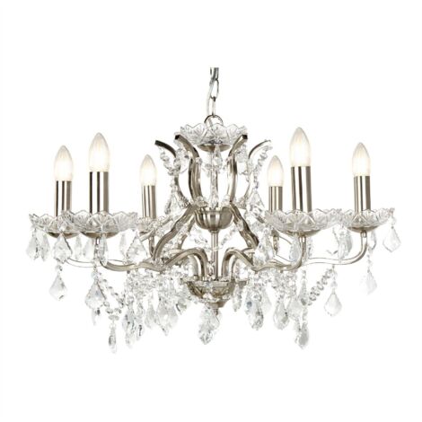Searchlight Paris - Lustre à 6 ampoules au fini argent satiné, E14 (1/3)
