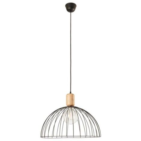 Leds-C4 Contrast - Suspension Plafonnier Cage Bois Clair Noir Mat 1x E27 48.7cm (1/3)
