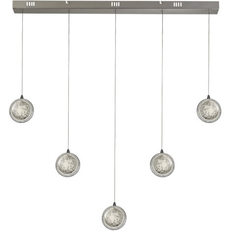 Searchlight Quartz Suspension à 5 lumières, verre à bulles, bord détaillé 4000K (1/4)