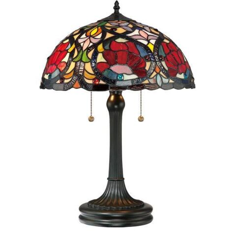 Elstead Larissa - Lampe de Table Tiffany à 2 Lumières, Bronze Vintage, E27