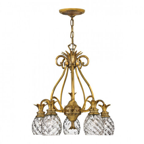 Lustre Liberty Laiton Bruni 5 Lumières, Verre Rose Fuchsia, Neuf