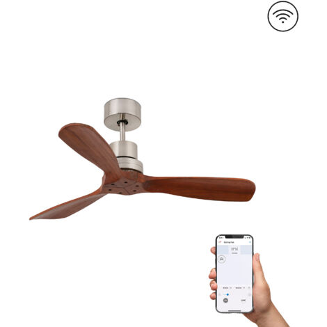 Ventilateur De Plafond AireRyder Classic 105 Cm Blanc Et Nickel Avec Lumière, Silencieux