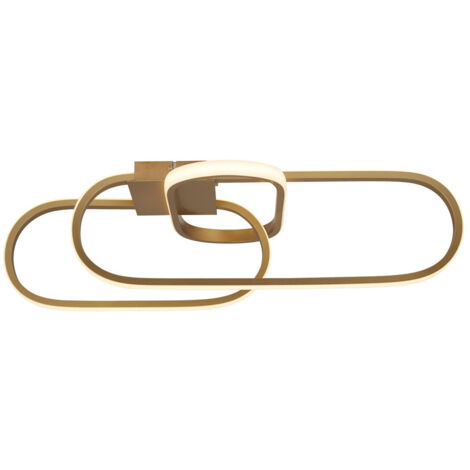 Plafonnier design luminaire lampe de salon LED courbé or opale aluminium CCT (1/5)