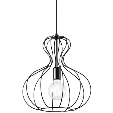 Ideal Lux Ampolla - Plafonnier à 1 lumière, style cage noir mat, E27 (1/2)
