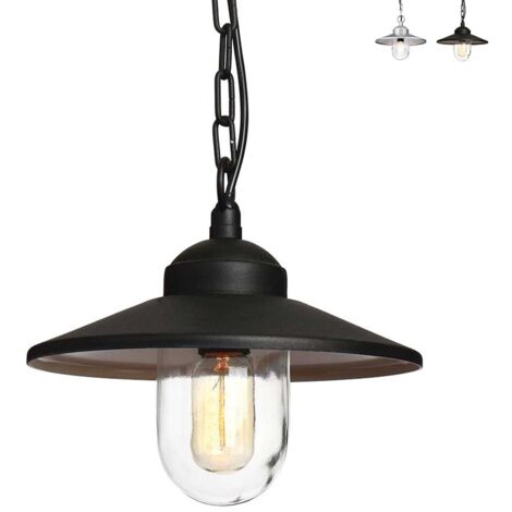 Elstead Klampenborg - Lanterne à chaîne de plafond extérieur à 1 ampoule noire IP44, E27
