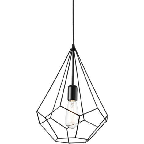 Ideal Lux Ampolla - Plafonnier à 1 lumière, style cage noir mat, E27 (1/2)