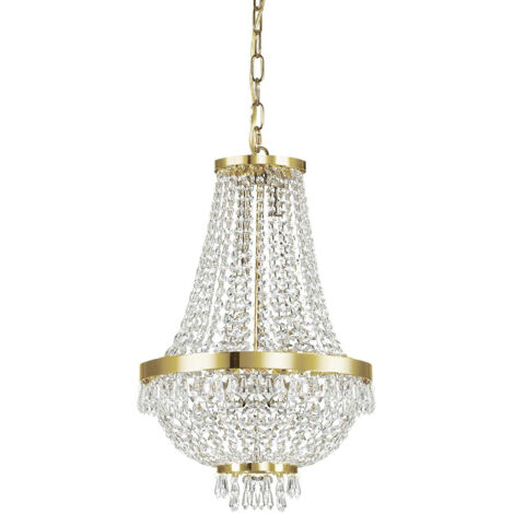 Ideal Lux – Lustre en cristal doré 6 ampoules G9 – Hauteur 80 cm, diamètre 38 cm – Indice de protection IP20 – Éclairage élégant pour intérieur (1/2)