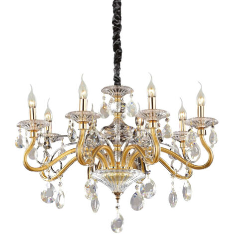 Ideal Lux Negresco - Lustre à 8 ampoules au fini doré, E14 (1/2)