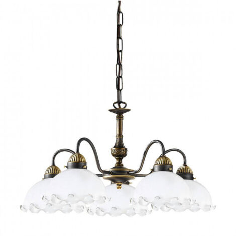 Kolarz NONNA - Lustre à 5 bras en verre de style cottage, laiton antique mat, 5x E27 (1/3)