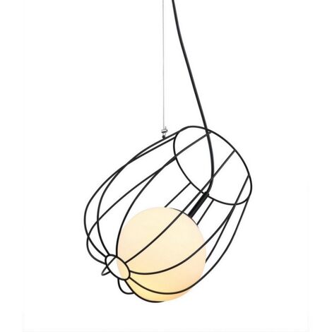 Italux Lemon balm - Pendentif suspendu moderne noir 1 lumière avec abat-jour noir, blanc, E27 (1/2)