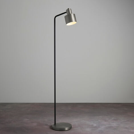 Lampadaire Task Fini Plaqué Argent Brossé, Noir Mat