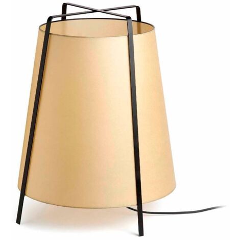 Faro Akane - Lampadaire à 1 lumière noir avec abat-jour beige, E27 (1/5)