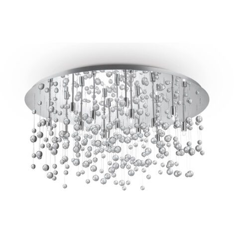 Ideal Lux Neve - Luminaire suspendu semi-affleurant à 15 ampoules très grandes bulles de verre, chrome, G9 (1/3)