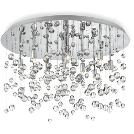 Ideal Lux Neve - Luminaire suspendu moyen à 8 ampoules en verre soufflé, chrome, G9