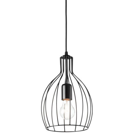 Ideal Lux Ampolla - Plafonnier à 1 lumière, style cage noir mat, E27 (1/2)
