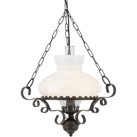 Searchlight Hurricane - Luminaire suspendu rustique à 1 lumière avec abat-jour en verre opale, E27 (1/3)