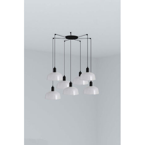 Faro Tatawin Suspension de taille moyenne, noire, blanc brillant, 7 ampoules E27